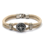 Cord Bracelet with Beige Compass Rose