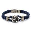 Cord Bracelet with Navy Blue Compass Rose