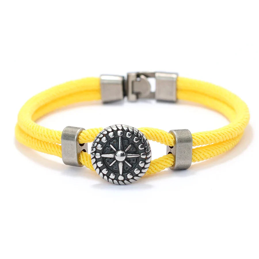 Cord Bracelet with Yellow Compass Rose