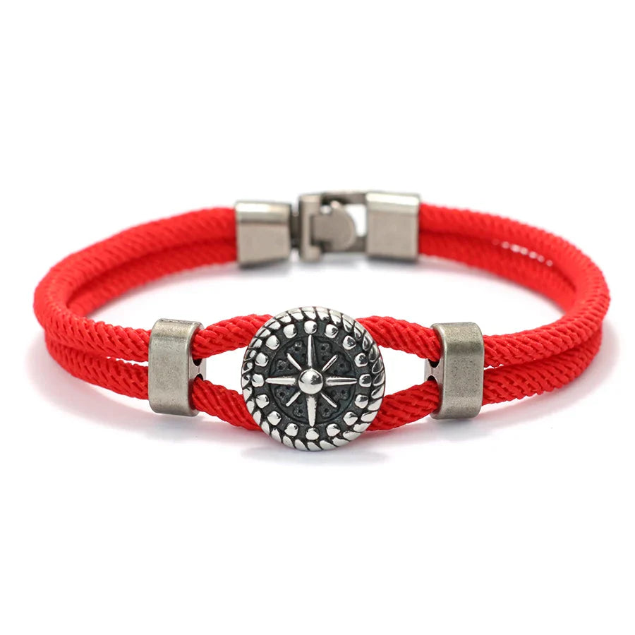 Cord Bracelet with Red Compass Rose