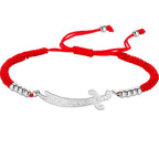 Bracelet en corde avec épée Ali Zulfiqar arabe rouge argent