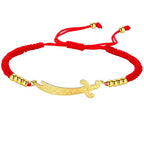 Bracelet en corde avec épée Ali Zulfiqar arabe rouge or