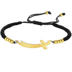 Bracelet en corde avec épée Ali Zulfiqar arabe noir or