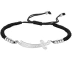Bracelet en corde avec épée Ali Zulfiqar arabe noir argent