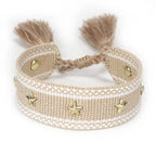Cord Bracelet with Stars Men or Women beige