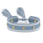 Cord Bracelet with Stars Men or Women blue