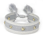 Cord Bracelet with Stars Men or Women gray