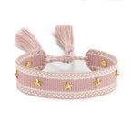 Cord Bracelet with Stars Men or Women pink