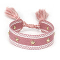 Cord Bracelet with Stars Men or Women dark pink