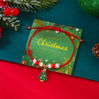 Bracelet en Corde avec Pendentif de Noël sapin et boules rouge