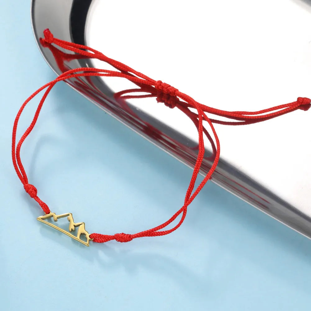 Cord Bracelet with Mountain Pendant for Women or Men red