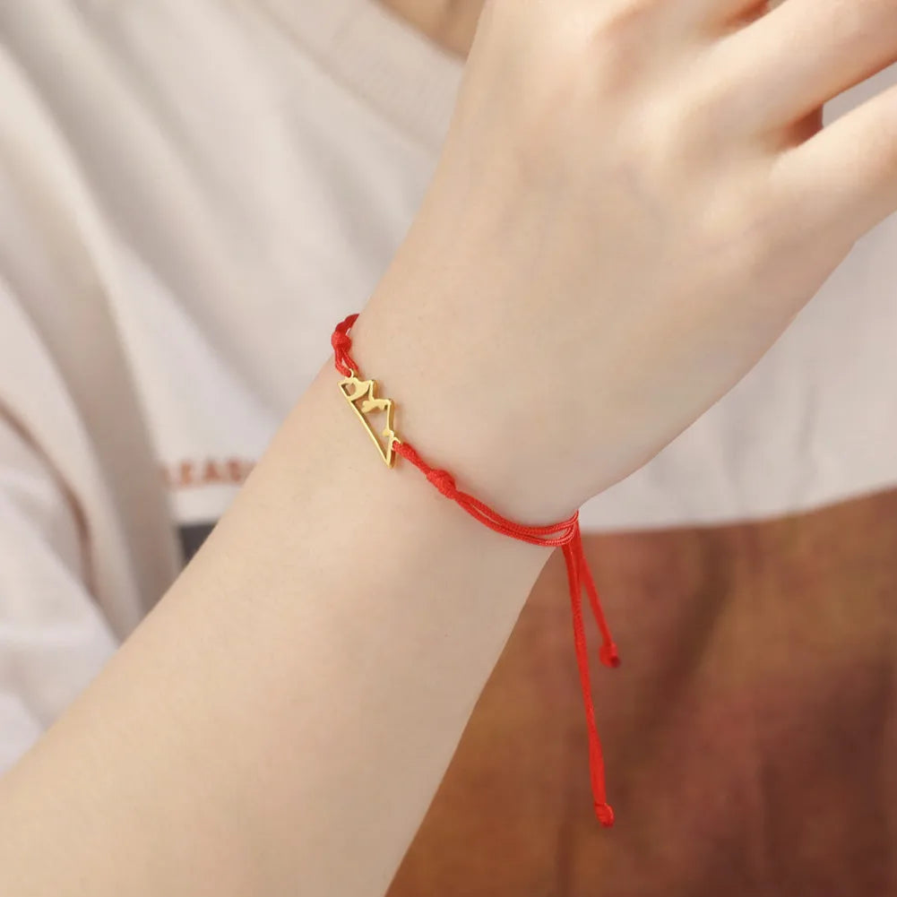 Cord Bracelet with Mountain Pendant for Women or Men red