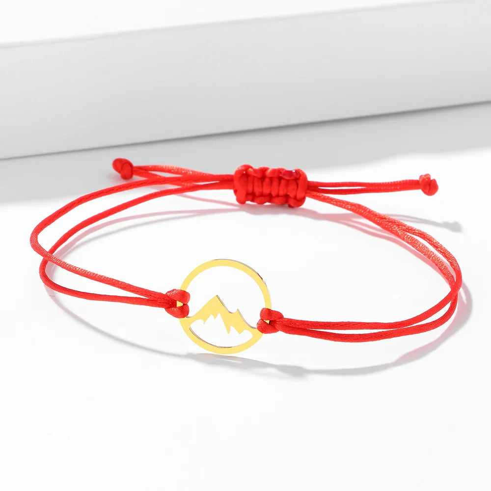 Rope Bracelet with Round Mountain Pendant 