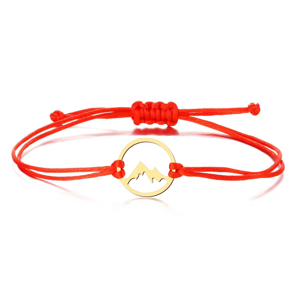 Rope Bracelet with Round Mountain Pendant 
