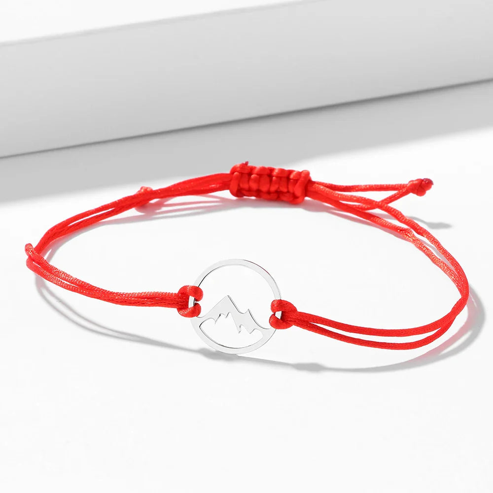 Rope Bracelet with Round Mountain Pendant 