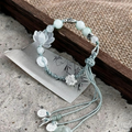 Cord Bracelet with Beads and Lotus Flower