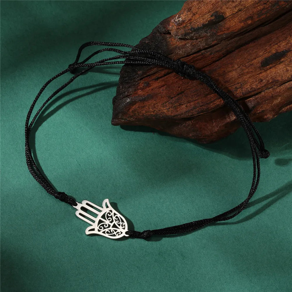Bracelet en corde avec main de Fatma arabe argent