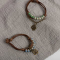 Cord Bracelet with Four-Leaf Clover and Green Beads