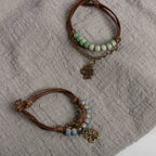 Cord Bracelet with Four-Leaf Clover and Green Beads