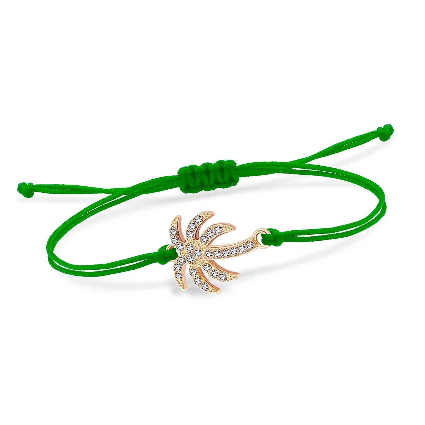 Palm Tree Rope Bracelet with Rhinestones