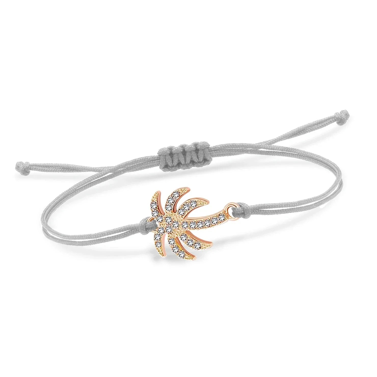 Palm Tree Rope Bracelet with Rhinestones