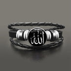 Bracelet en cuir Allah arabe musulman noir