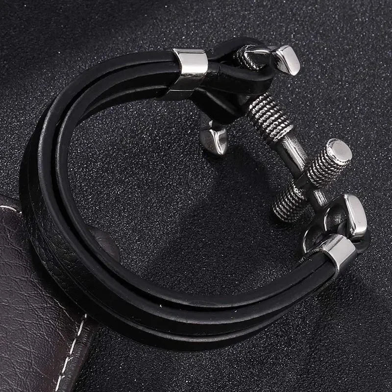 Anchor Leather Bracelet - the Invincible 