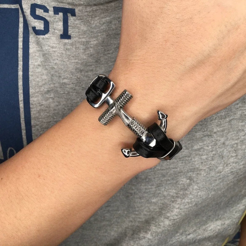 Anchor Leather Bracelet - the Invincible 