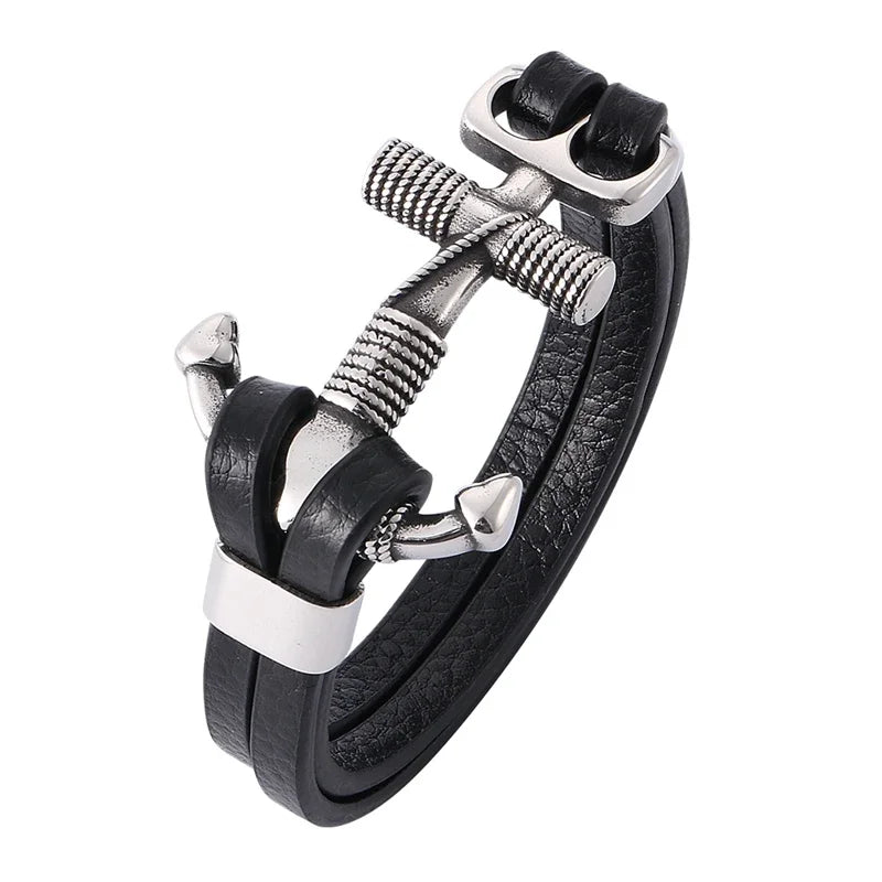 Anchor Leather Bracelet - the Invincible 