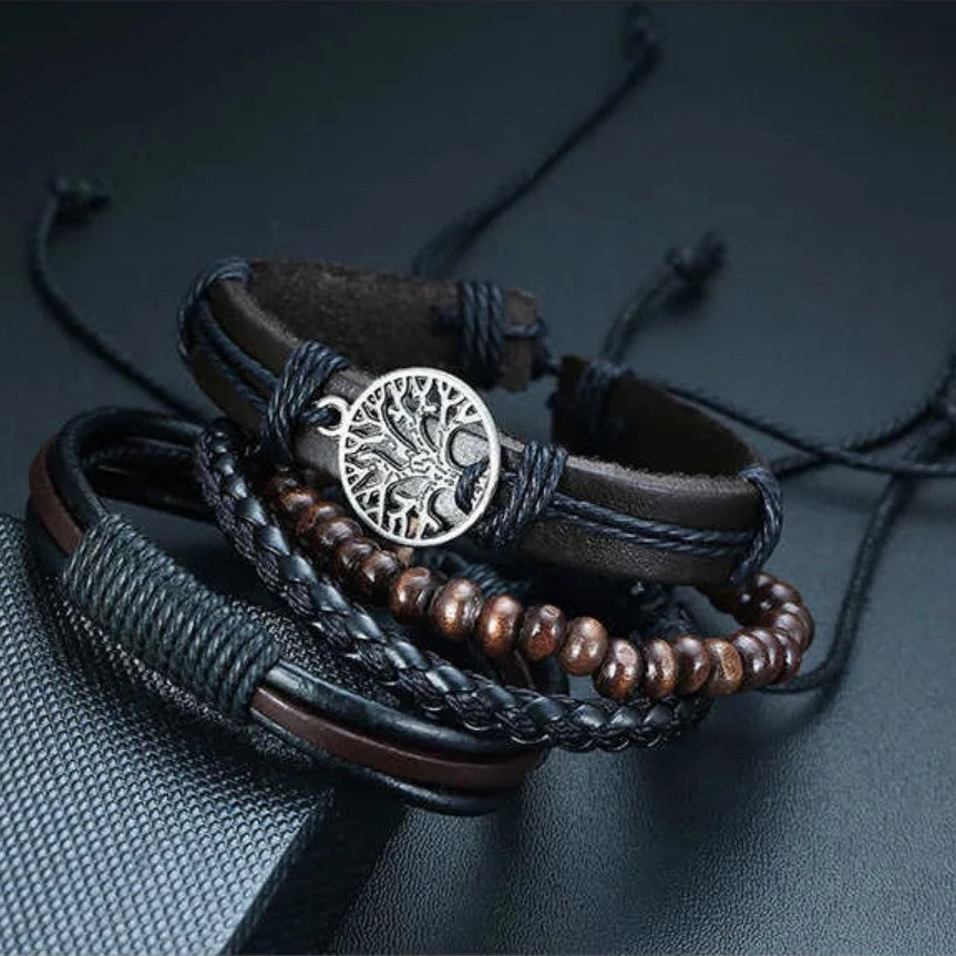 Leather Tree of Life Bracelet for Men