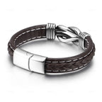 Bracelet en cuir avec noeud pour homme marron