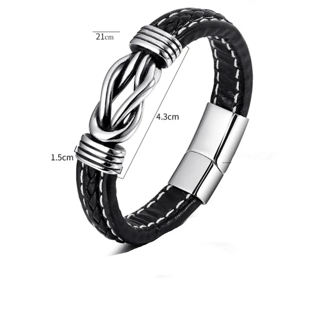 Bracelet en cuir avec noeud pour homme