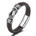 Bracelet en cuir avec noeud pour homme marron