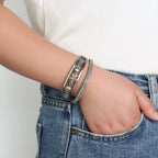 Bracelet en cuir coquillage et étoile de mer gris