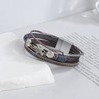 Bracelet en cuir coquillage et étoile de mer gris