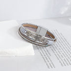 Bracelet en cuir coquillage et étoile de mer argent