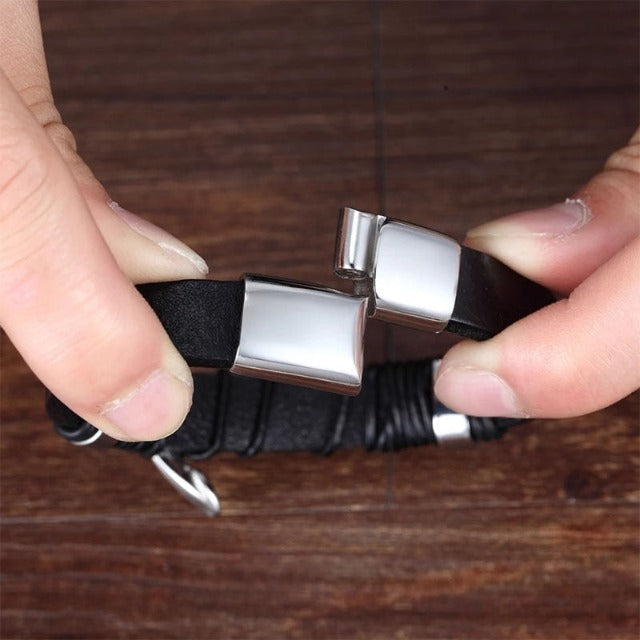 Leather Cross Bracelet for Men