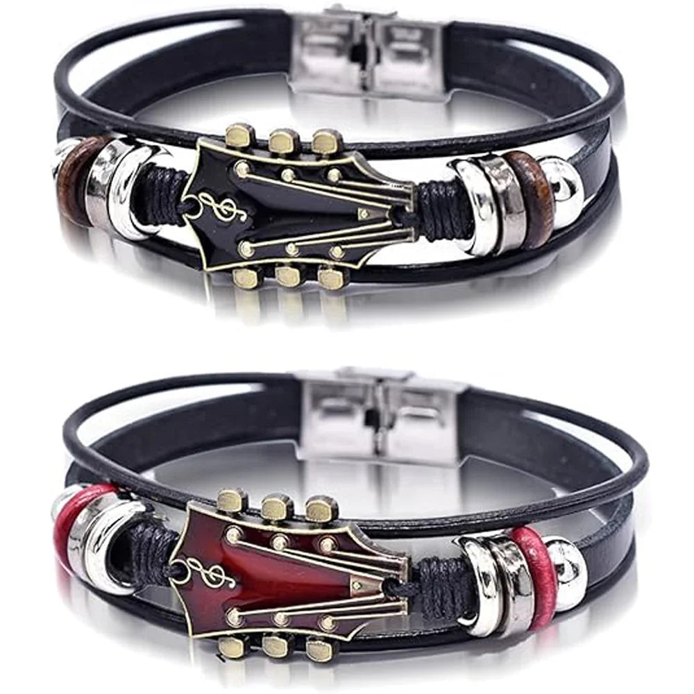Rock ’n’ roll guitar leather bracelet 
