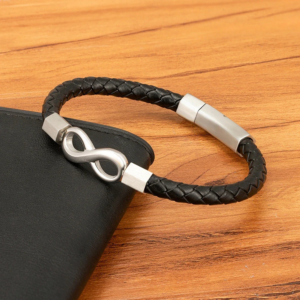 Modern Infinity Men's Leather Bracelet 