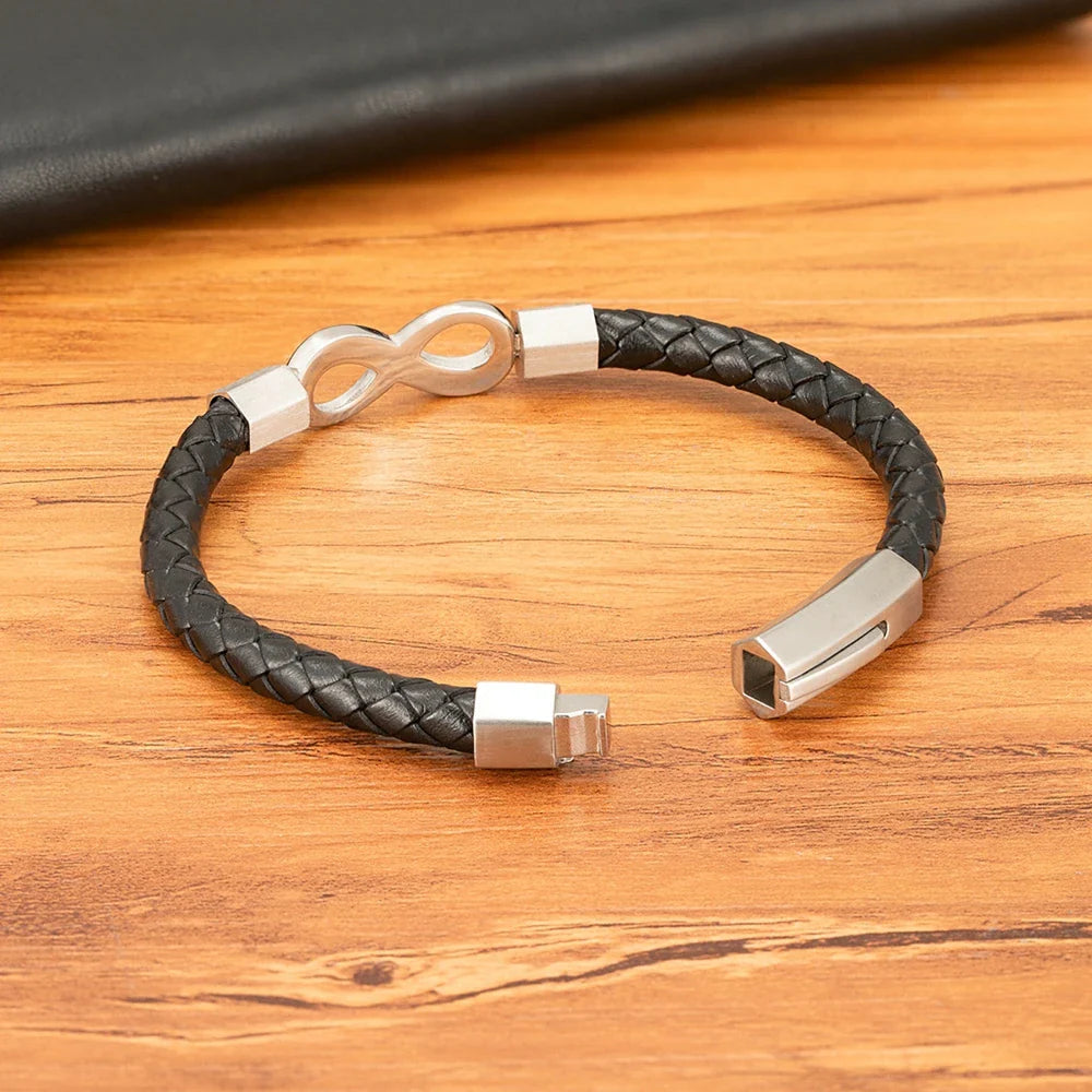 Modern Infinity Men's Leather Bracelet 