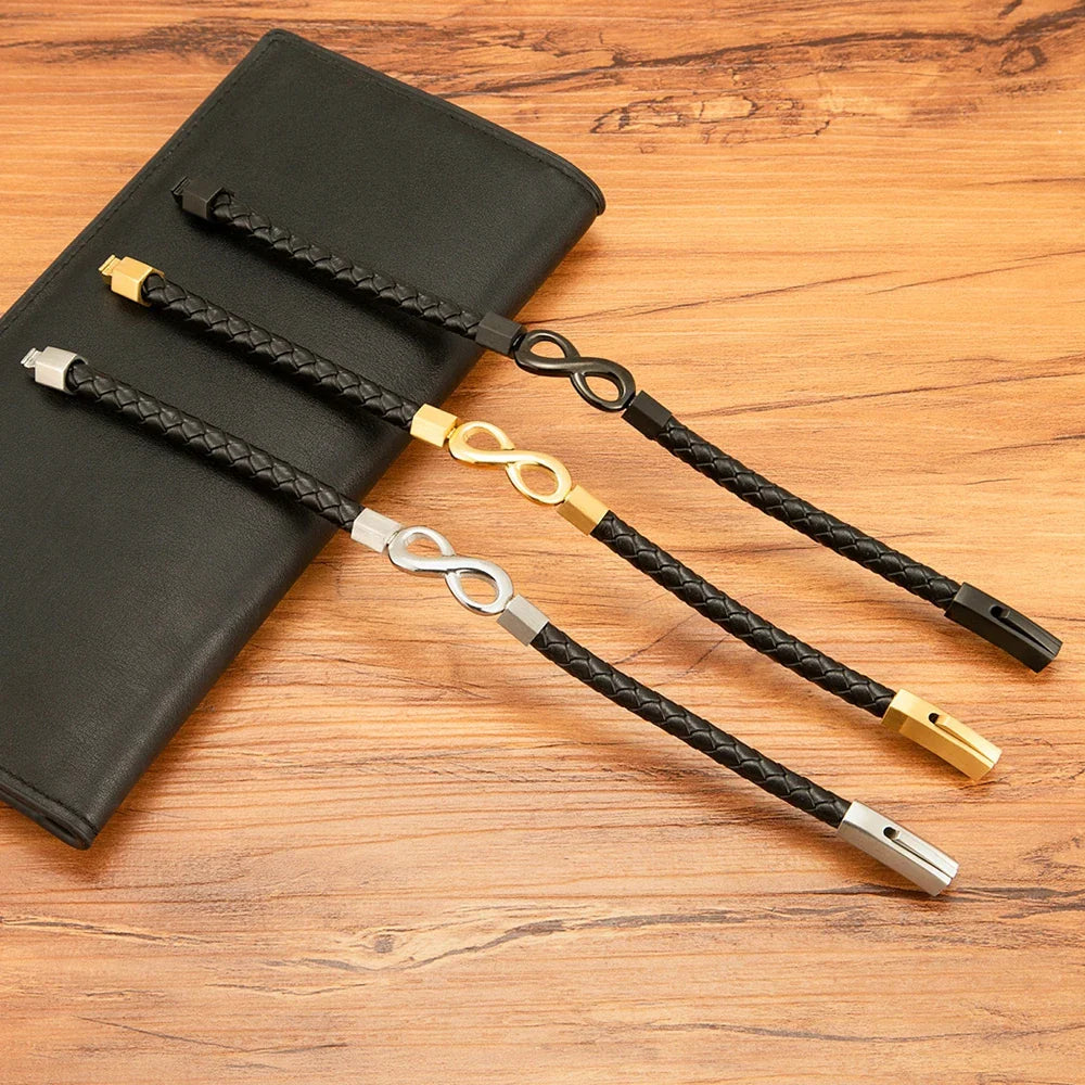 Modern Infinity Men's Leather Bracelet 