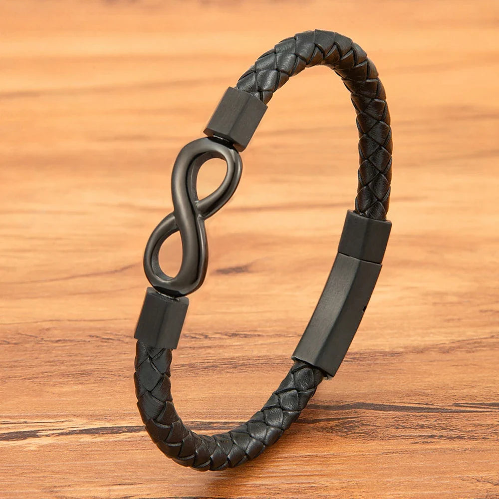 Modern Infinity Men's Leather Bracelet 