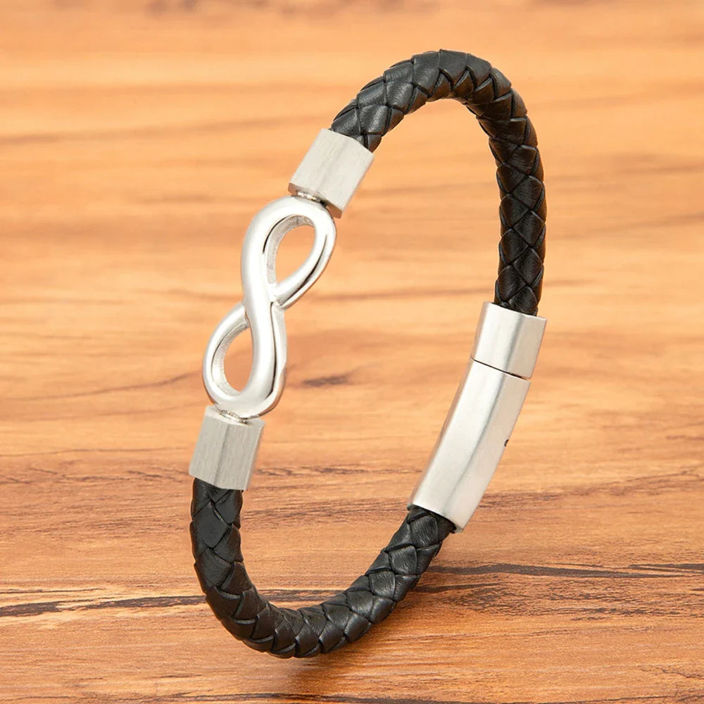 Modern Infinity Men's Leather Bracelet 