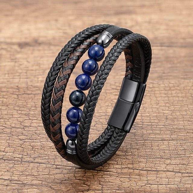 Lapis Lazuli Leather Bracelet