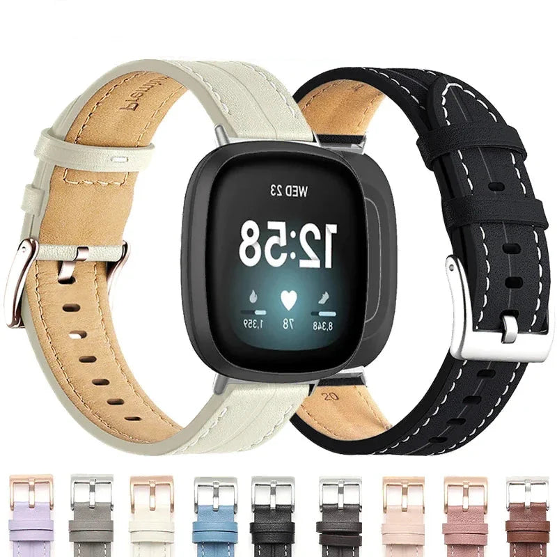 Bracelet en cuir pour montre Fitbit Versa 3, Versa 4, Sense 1 et Sense 2 
