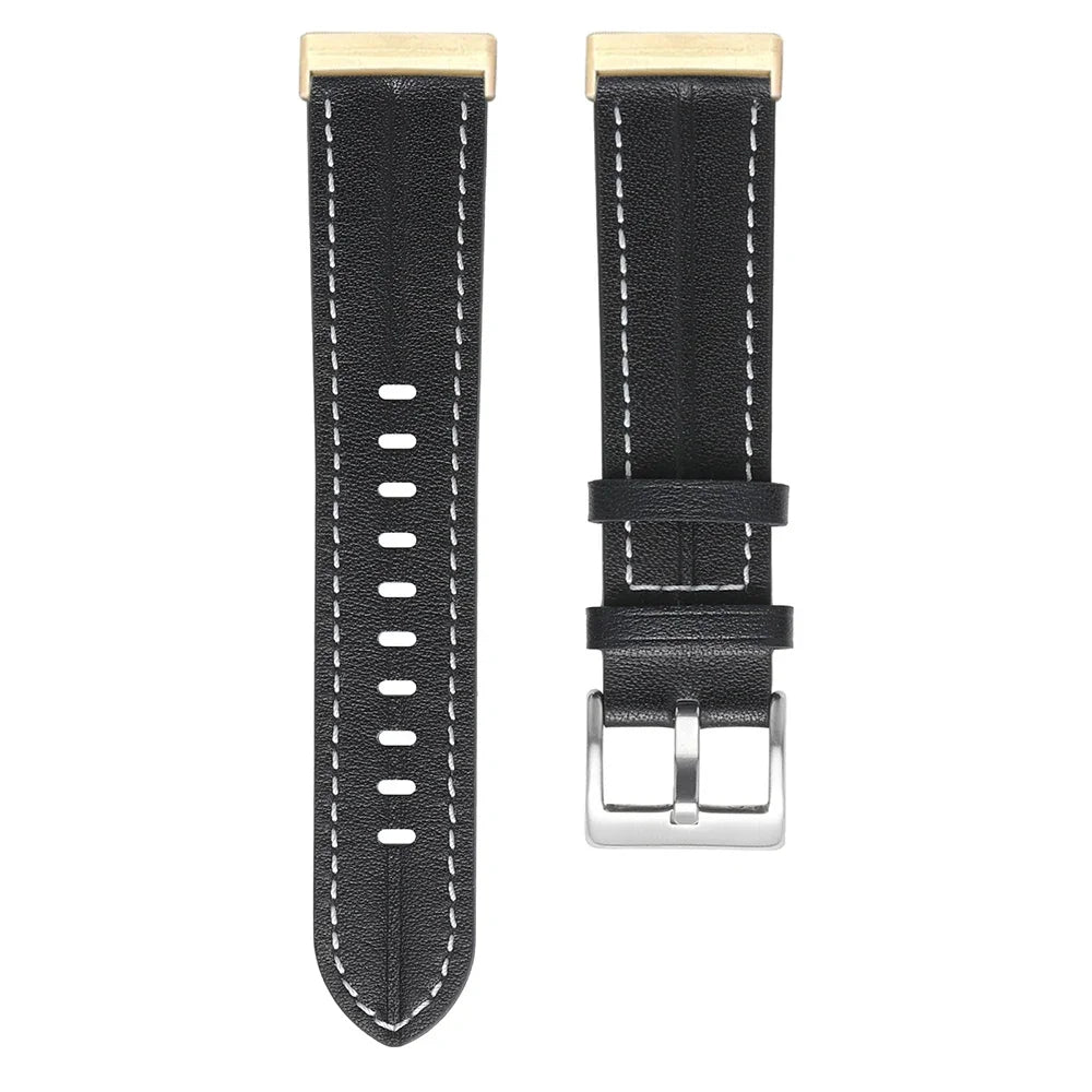 Bracelet en cuir pour montre Fitbit Versa 3, Versa 4, Sense 1 et Sense 2 noir