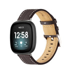 Bracelet en cuir pour montre Fitbit Versa 3, Versa 4, Sense 1 et Sense 2 marron