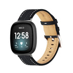 Bracelet en cuir pour montre Fitbit Versa 3, Versa 4, Sense 1 et Sense 2 noir