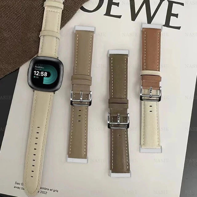 Leather Strap for Fitbit Versa 3 Versa 4 Sense 2 Watch