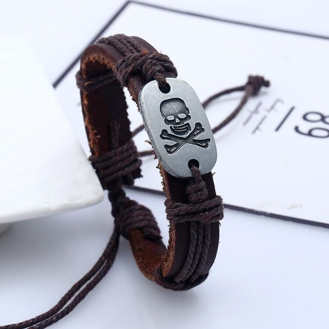 Leather Skull Bracelet